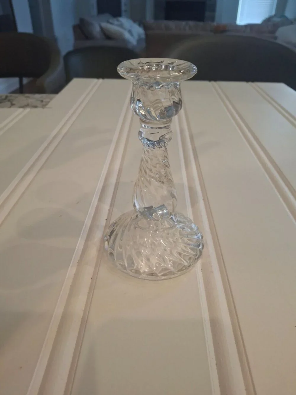 Vintage Clear Glass Candlestick 6